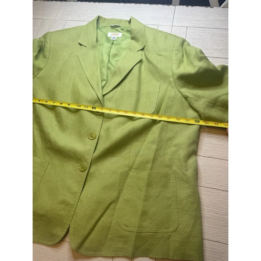 Talbots Lime Green Irish Linen Lined Blazer Women'sButton Front‎ Pockets Sz 18W